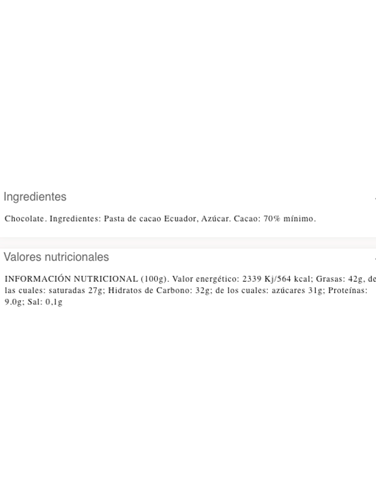 AMATLLER CHCOLATE ECUADOR 70%