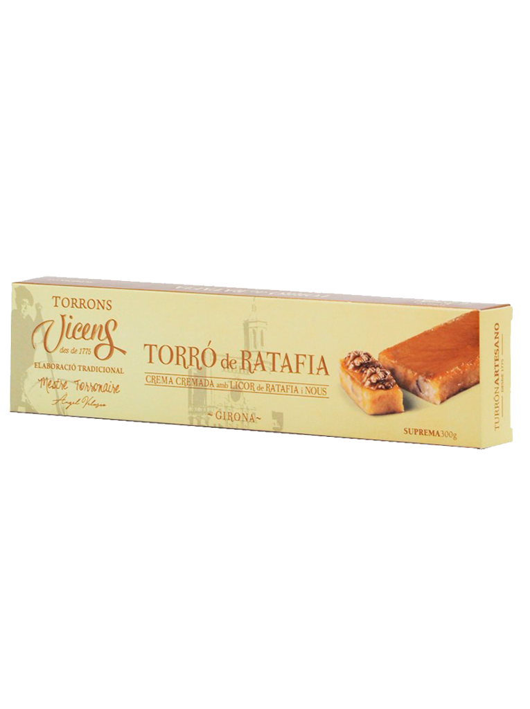 Turrón Vicens de Yema Quemada con Ratafia y nueces