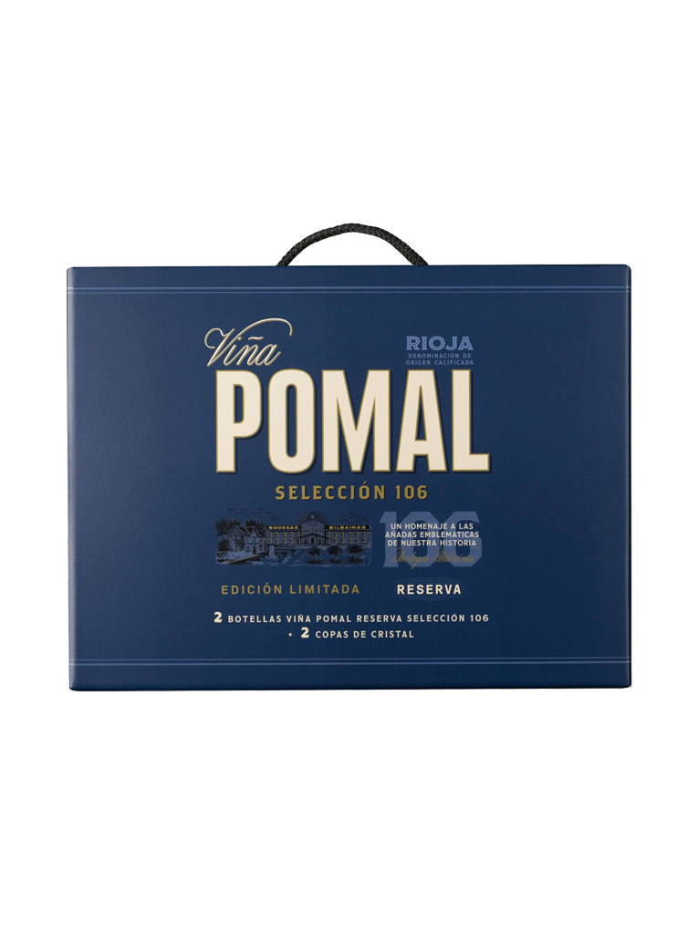 VIÑA POMAL 106 BARRICAS RESERVA 2 BOTELLAS 2 COPAS ESTUCHE.jfif