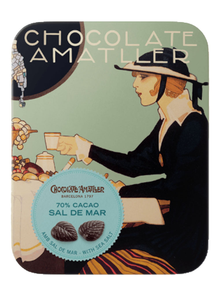 Amatller Fulles de Xocolata 70% Cacau amb Sal de Mar Llauna